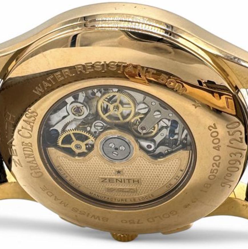 Zenith El Primero Grande Class Chronograph Automatic 18K Rose Gold Black Watch en vente 2