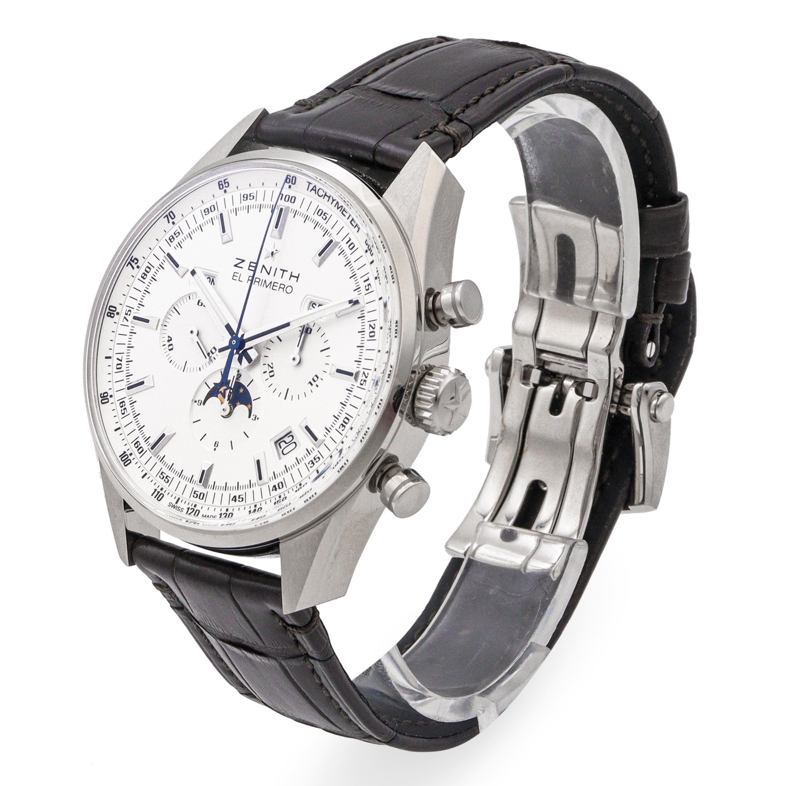 Zenith El Primero Mondphase Chronograph Automatik Herrenuhr Ref. 03.2091.410 im Zustand „Gut“ im Angebot in New York, NY