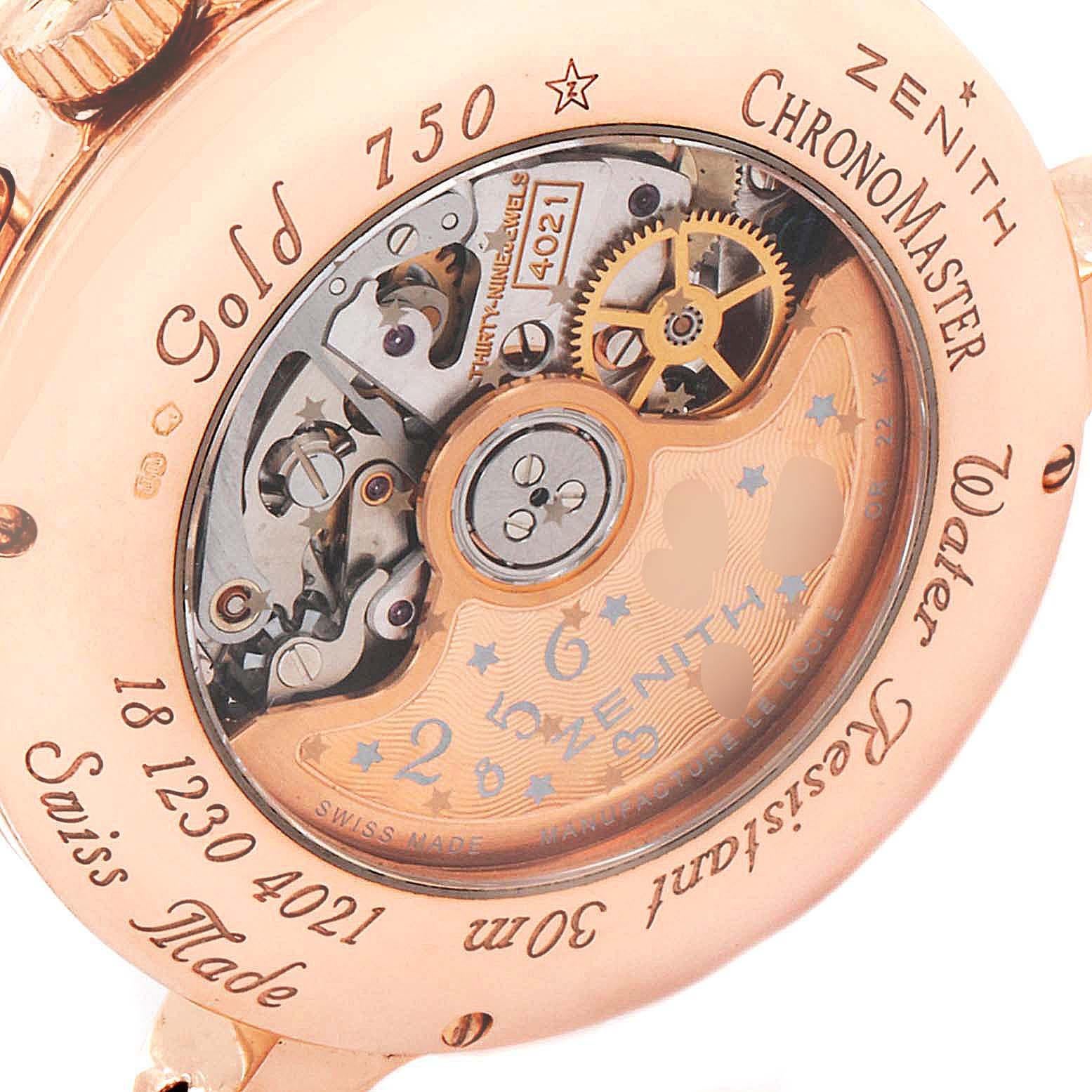 Zenith El Primero Open Heart Rose Gold Chronograph Watch 18.1230.4021 2