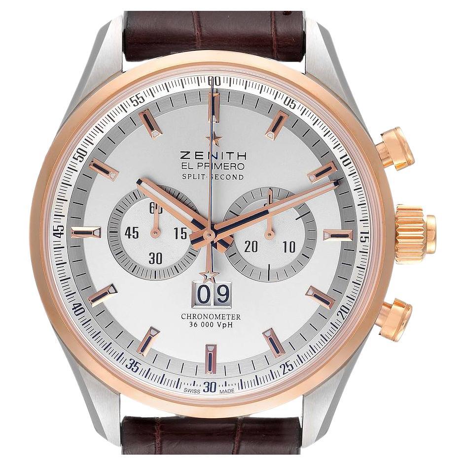 Zenith El Primero Rattrapante Steel Rose Gold Mens Watch 51.2050.4026 Unworn