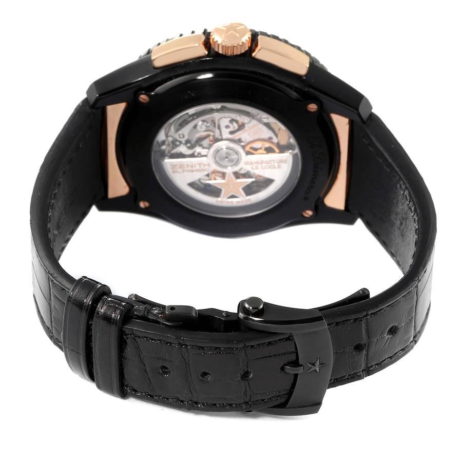 Men's Zenith El Primero Stratos Flyback Rose Gold Black Alchron Watch 85.2060.405 For Sale