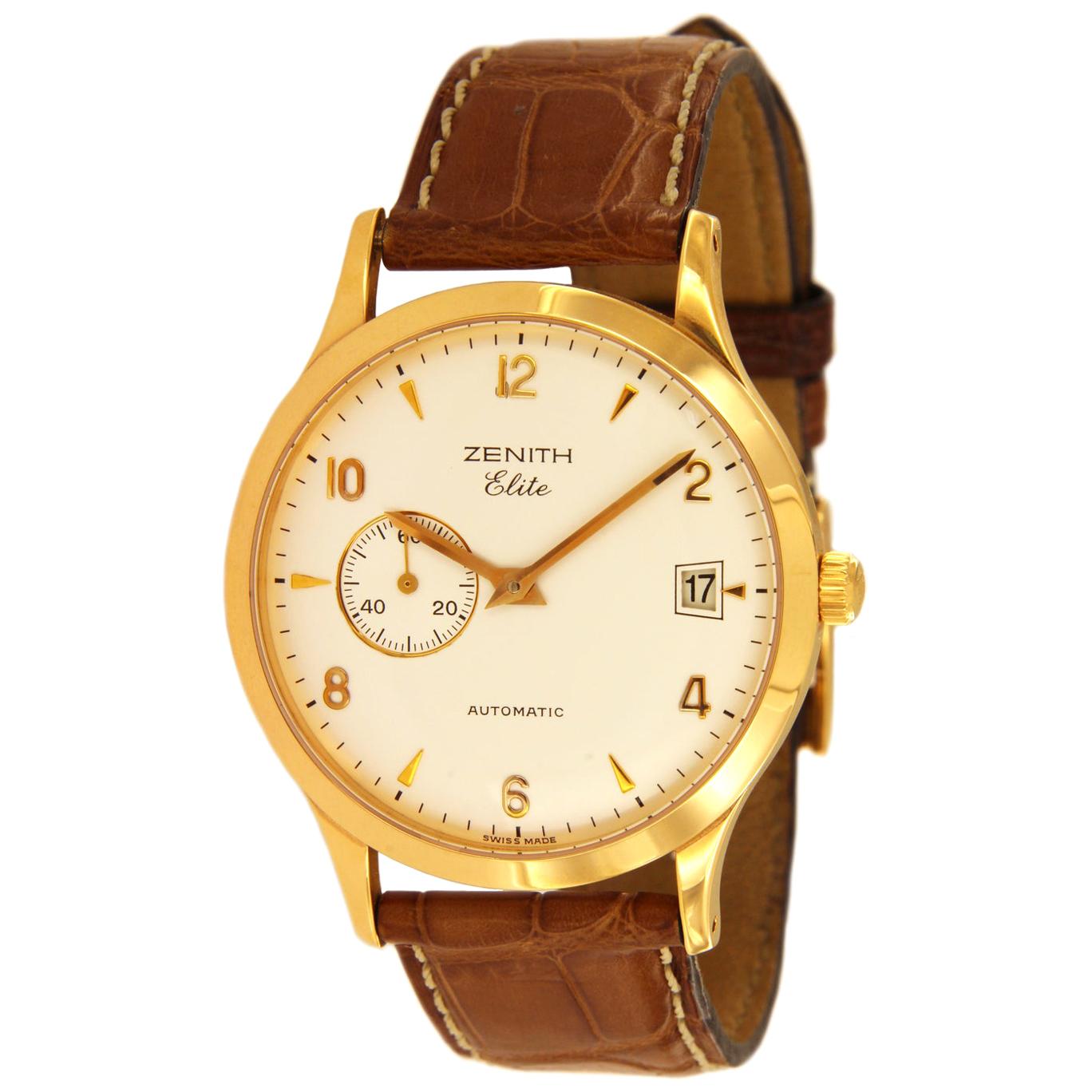 Zenith Elite 18 Karat Rose Gold Automatic Watch 17/62.1125.680 For Sale