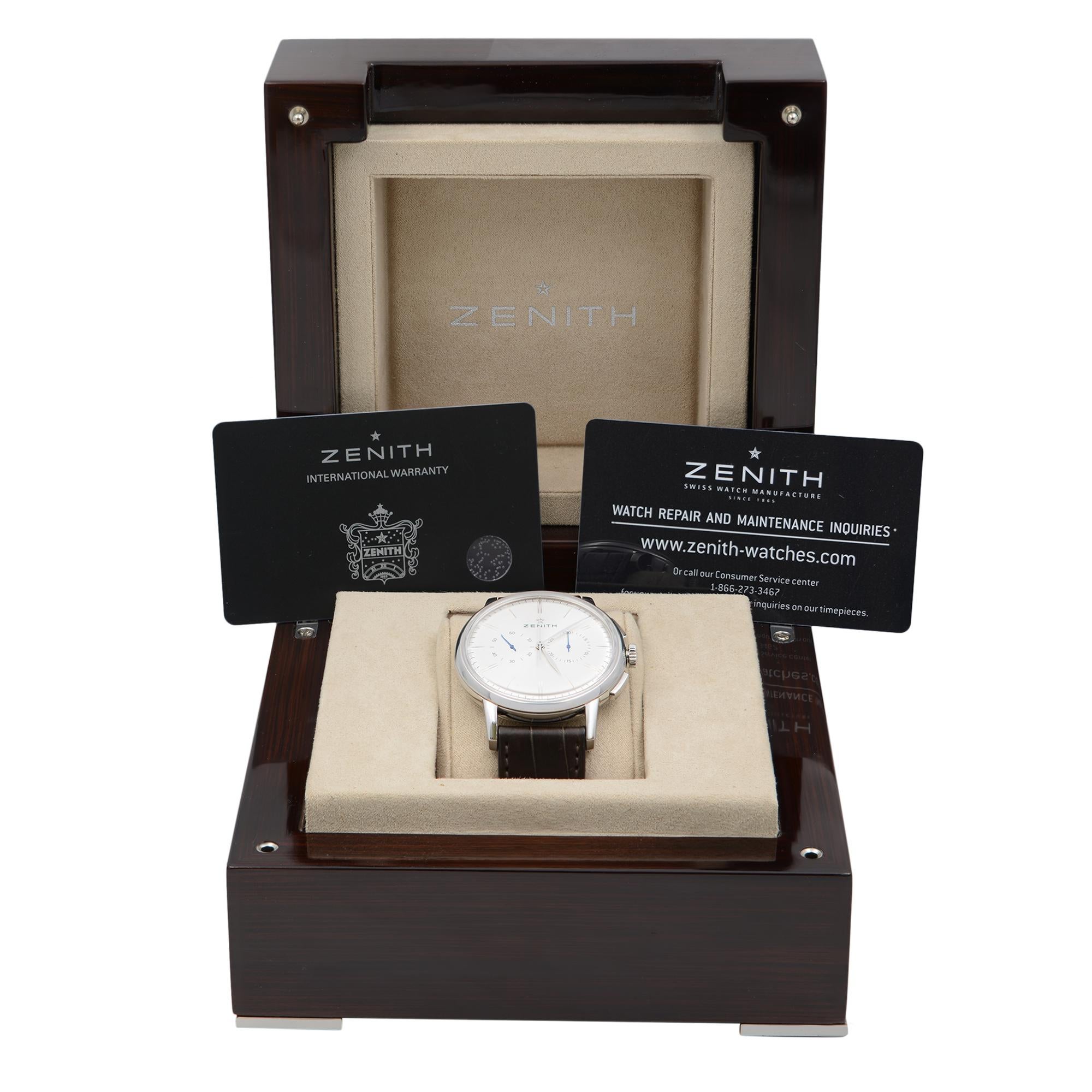 Men's Zenith Elite Steel Chronograph Silver Dial Automatic Men Watch 03.2270.4069