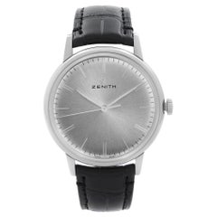 Zenith Elite Steel Leather Silver Dial Mens Automatic Watch 03.2270.6150