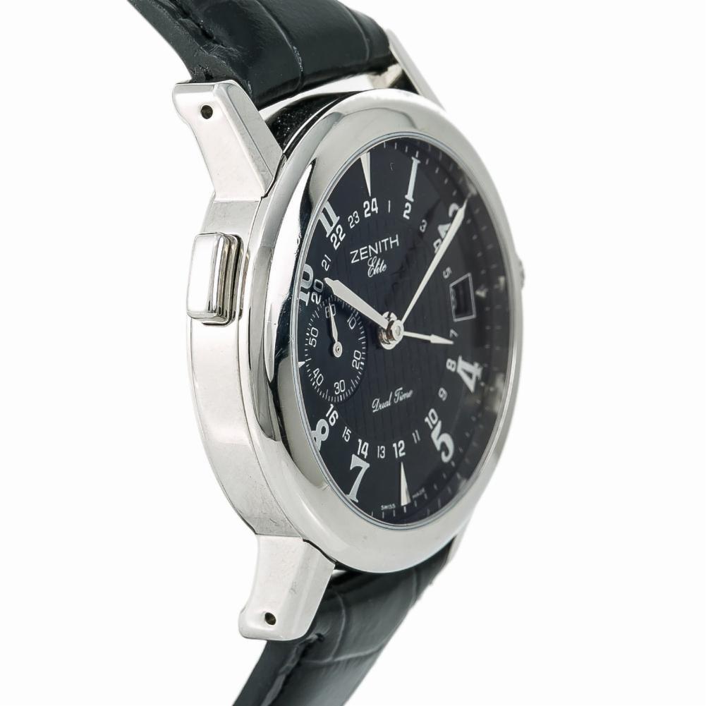 Zenith Elite Port Royal V Dual Time 01/02.0451.682 Mens Automatic Watch SS 38mm
