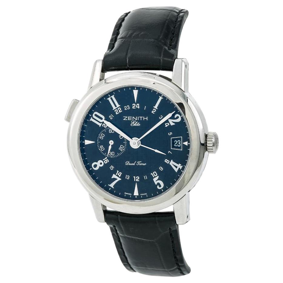 Zenith Elite Port Royal V Dual Time 01/02.0451.682 Men's Automatic Watch SS For Sale