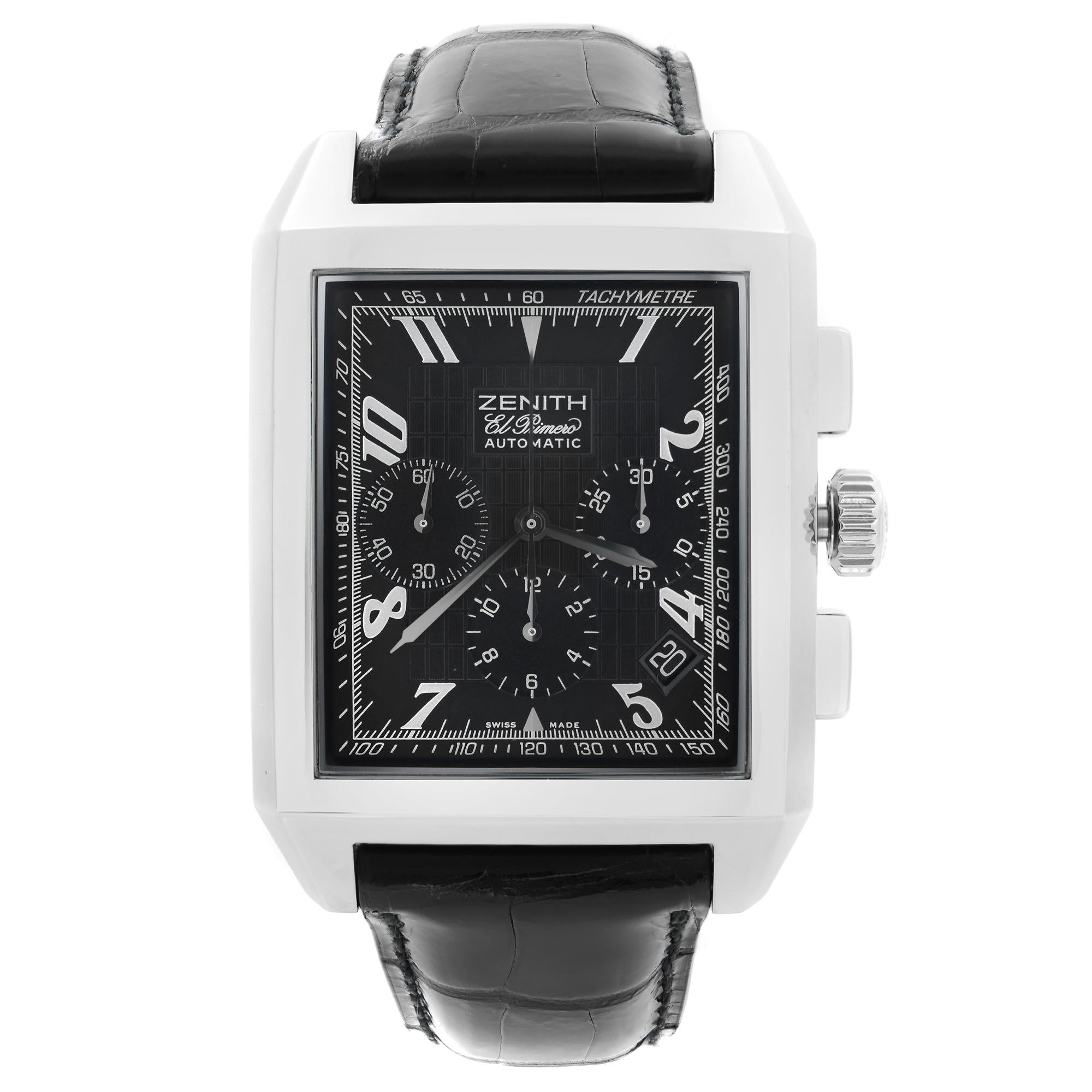 Zenith Grande Port Royal El Primero Chrono Steel Black Dial Watch 03.0550.400 For Sale