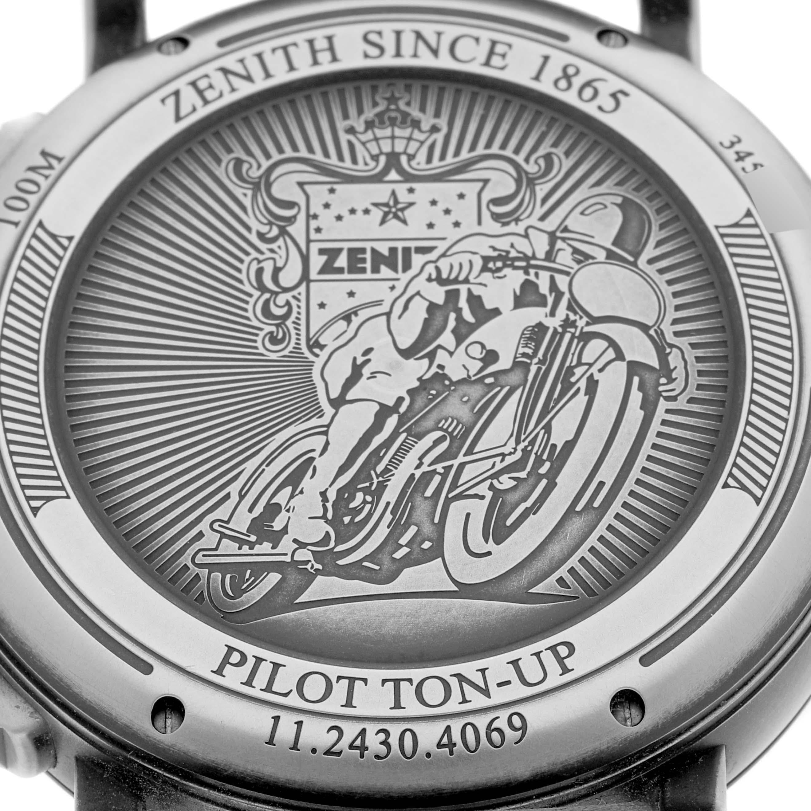 Zenith Heritage Pilot Type 20 Chronograph Steel Titanium Mens Watch 11.2430.4069 For Sale 2
