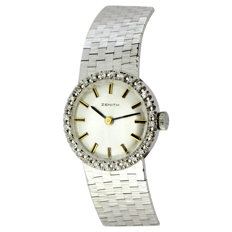 Zenith Ladies 18 Karat White Gold and Diamonds Manual Winding
