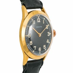 Zenith Men's Vintage Manual Hand Winding Watch Black Dial Gold-Plated