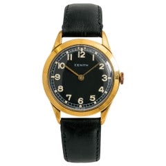 Zenith Men's Retro Manual Hand Winding Watch Black Dial Gold-Plated