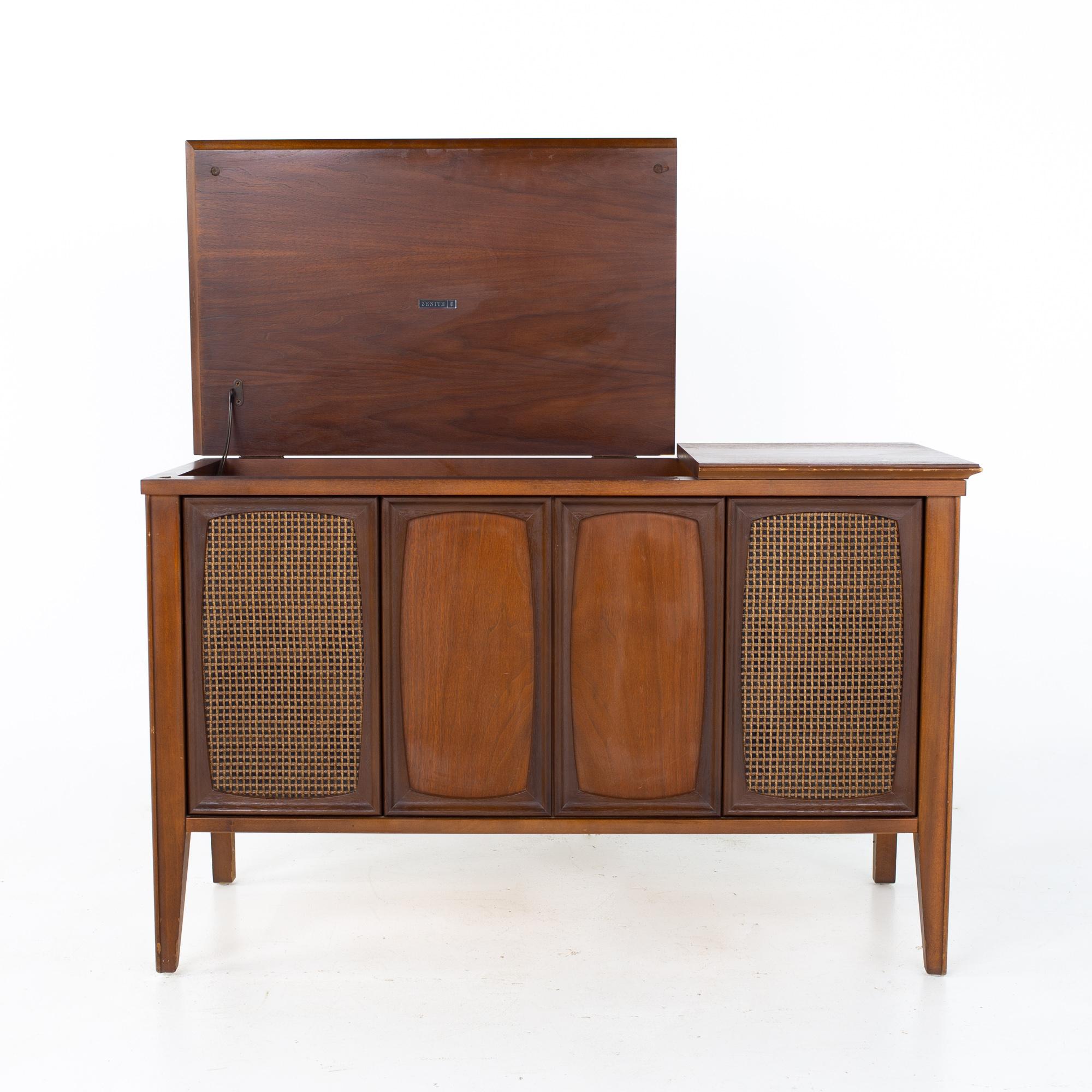 Mid-Century Modern Zenith Mid Century Walnut Stereo Record Console