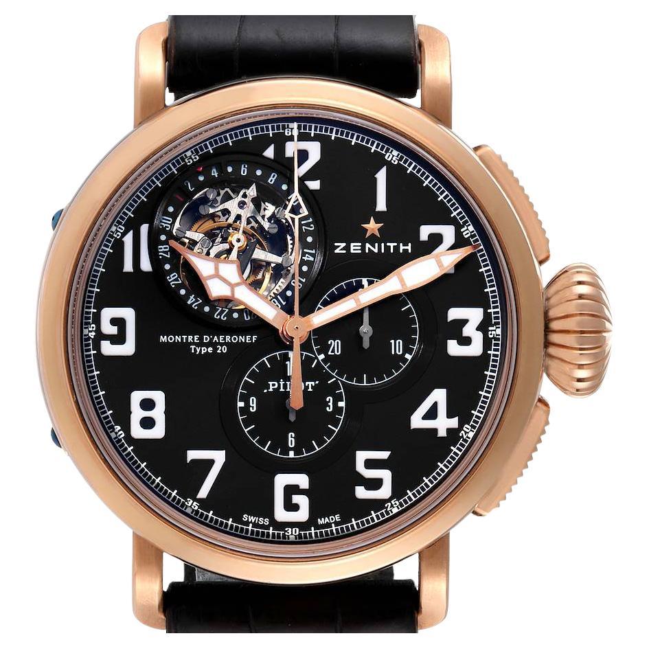 Zenith Montre d'Aeronef Type 20 Tourbillon Rose Gold Titanium Watch 87.2430.4035 For Sale
