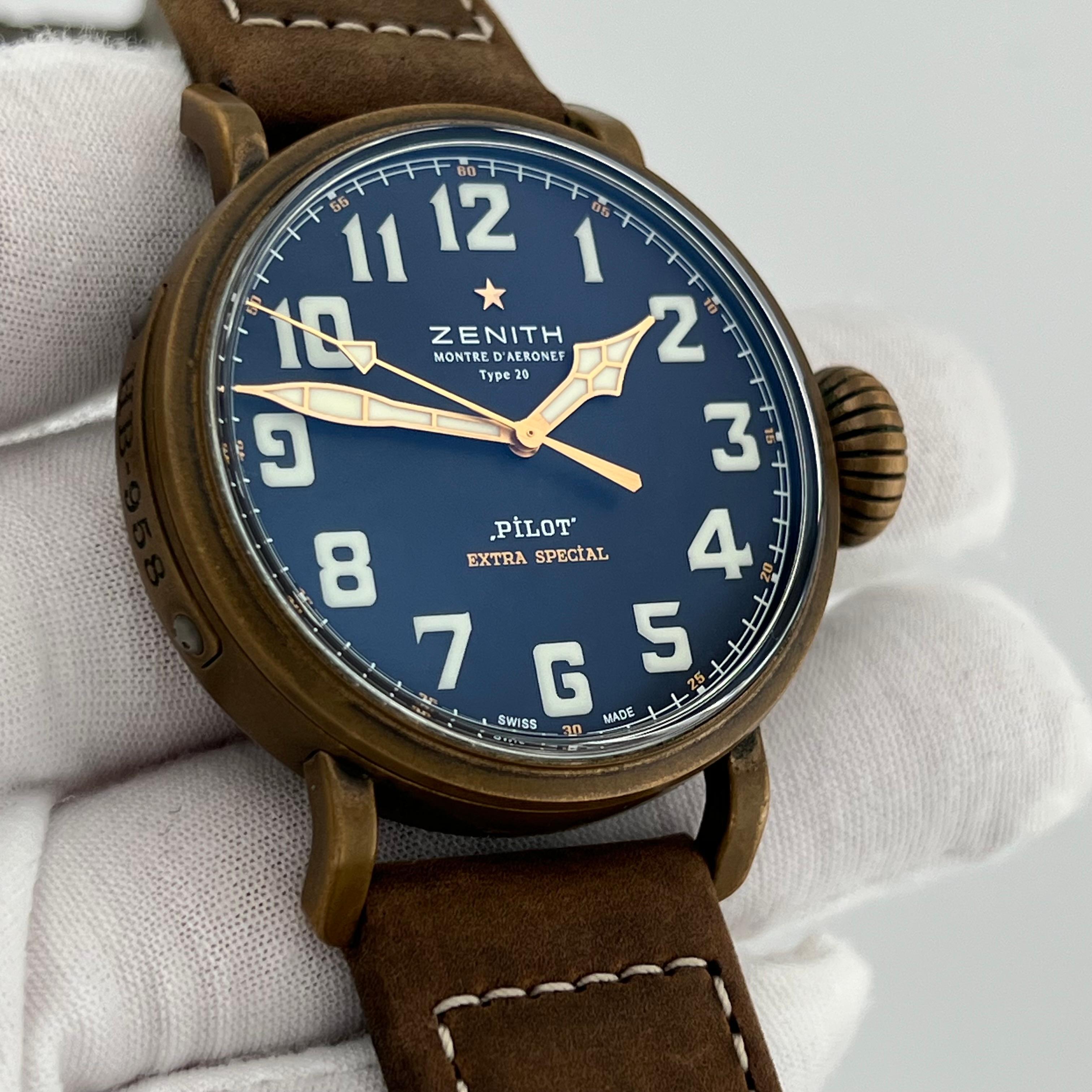 Zenith Pilot Typ 20 Extra Special 29.2430.679 45mm Bronze Automatik Box Booklet im Angebot 9