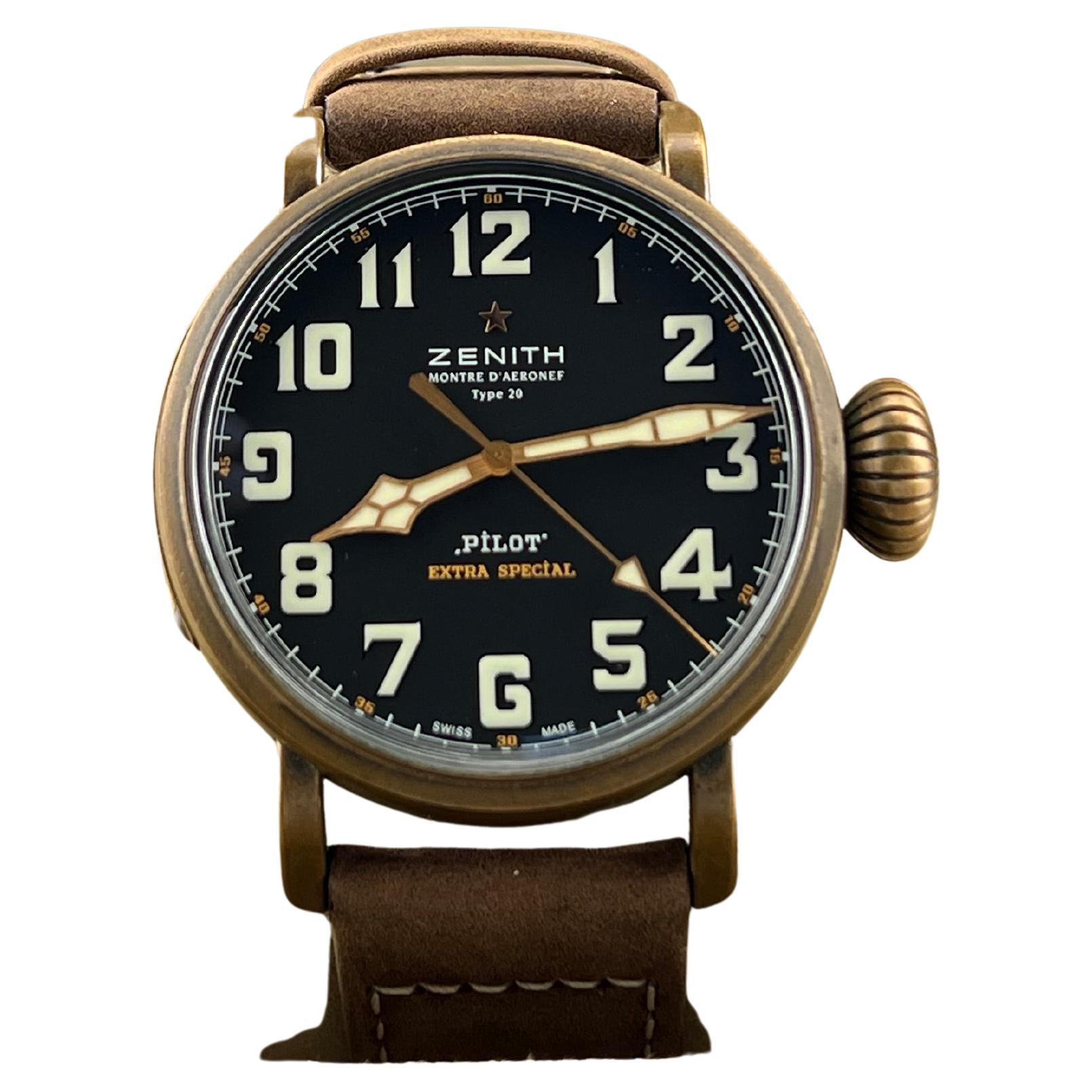 Stilnummer: 29.2430.679



Seriennummer: HB-***

 

Modell: Zenith Pilot Typ 20 Extra Spezial

 

MATERIAL des Gehäuses: Bronze 

 

Band: Braunes Leder 

  

Lünette: Bronze 

  

Zifferblatt: Schwarz 

 

Kristall: Saphir 

 

Gehäusegröße: 45mm

