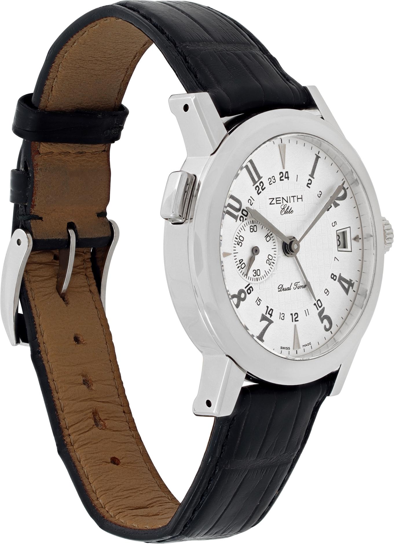 Zenith Port Royale Elite Dual Time Steel Automatic Wristwatch Ref 01/02.0451.682 In Excellent Condition In Surfside, FL