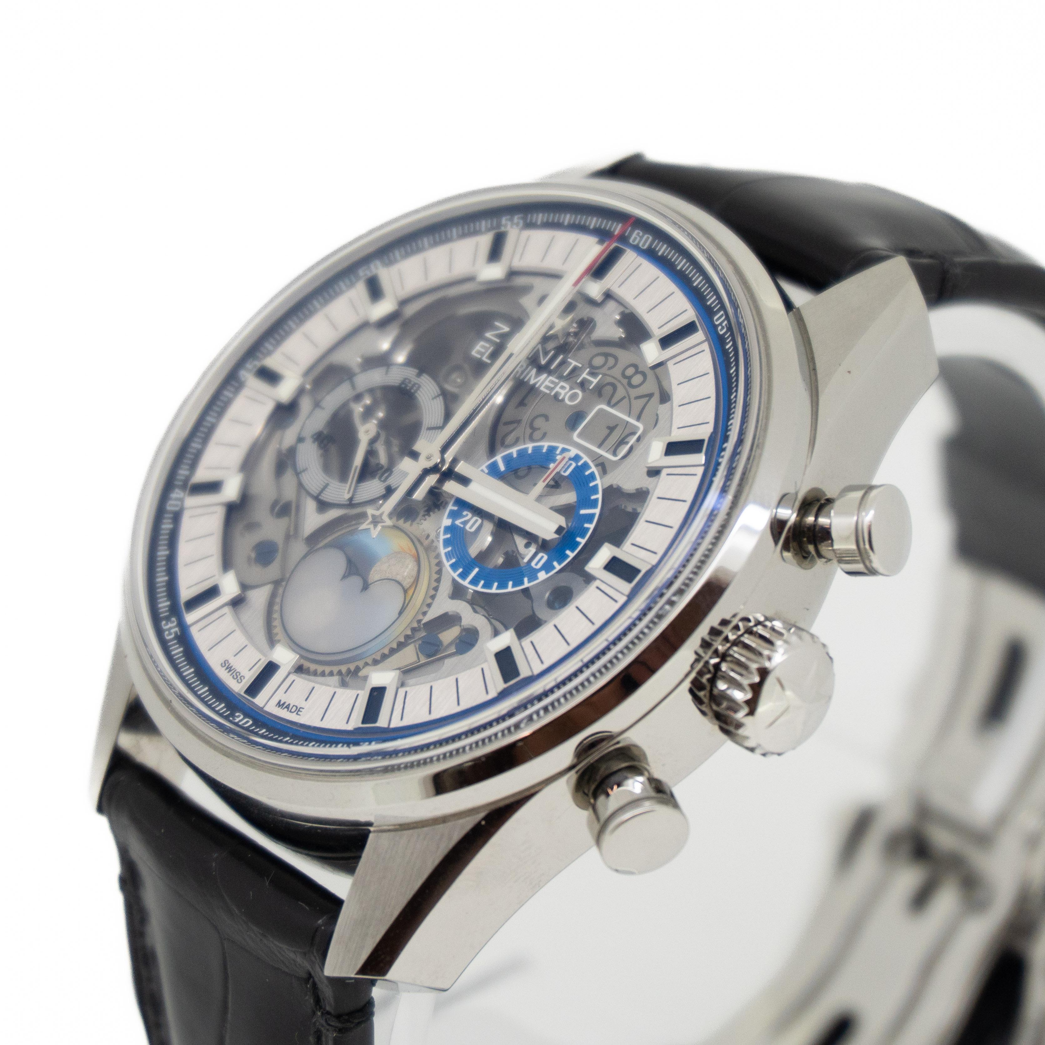 Zenith Primero Grande Date Full Open Chronomaster El In Excellent Condition In Oyster Bay, NY