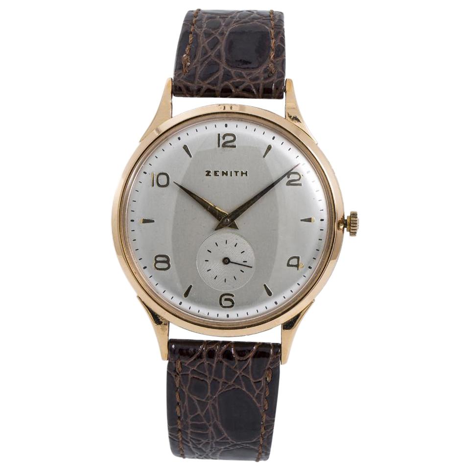 Zenith Sporto 467189 Men's Vintage Hand Winding Watch 18 Karat Rose Gold For Sale