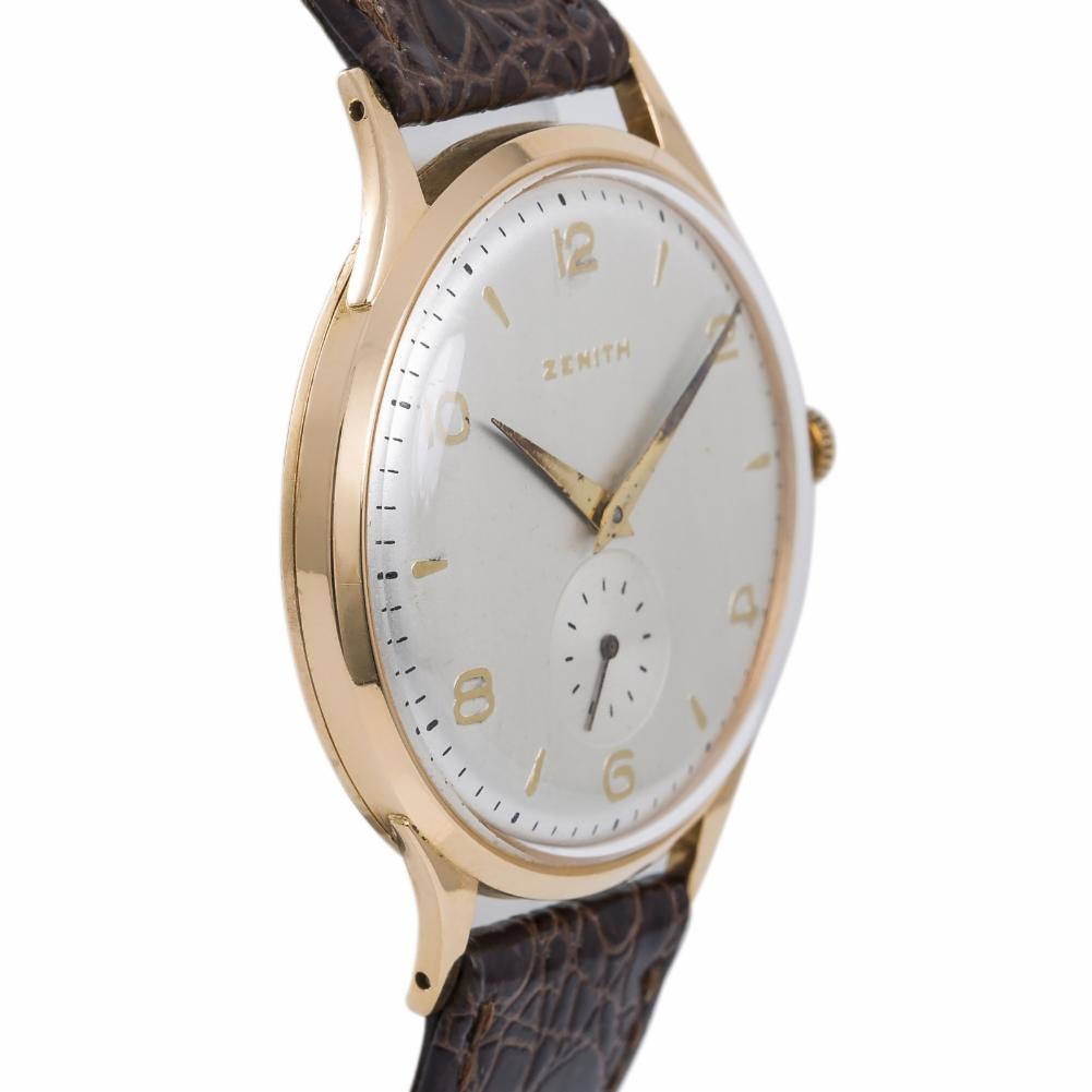 Zenith Sporto 467189 Mens Vintage Hand Winding Watch 18K Rose Gold 37mm
