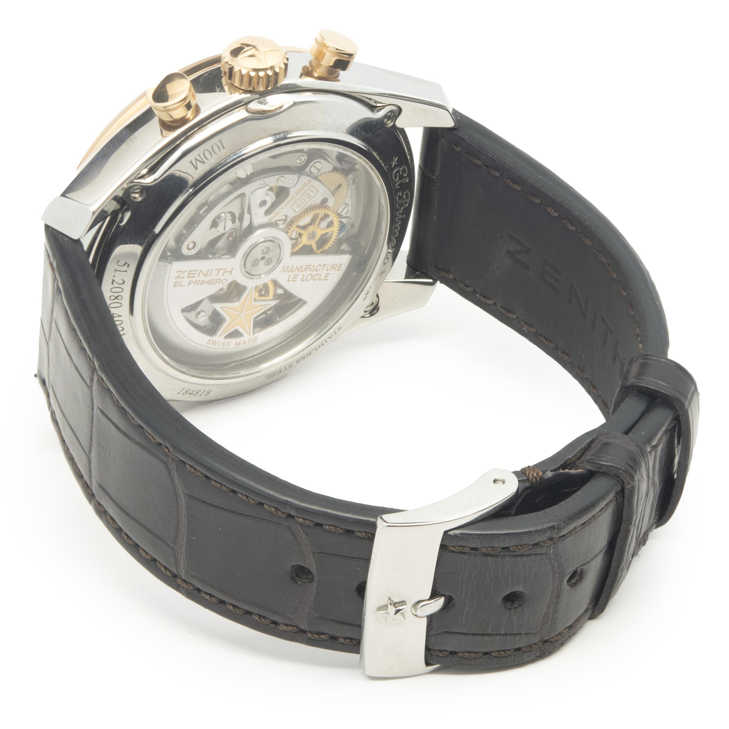 Zenith SS & 18k Roségold El Primero Chronomaster Offene Gangreserve im Zustand „Hervorragend“ in Scottsdale, AZ