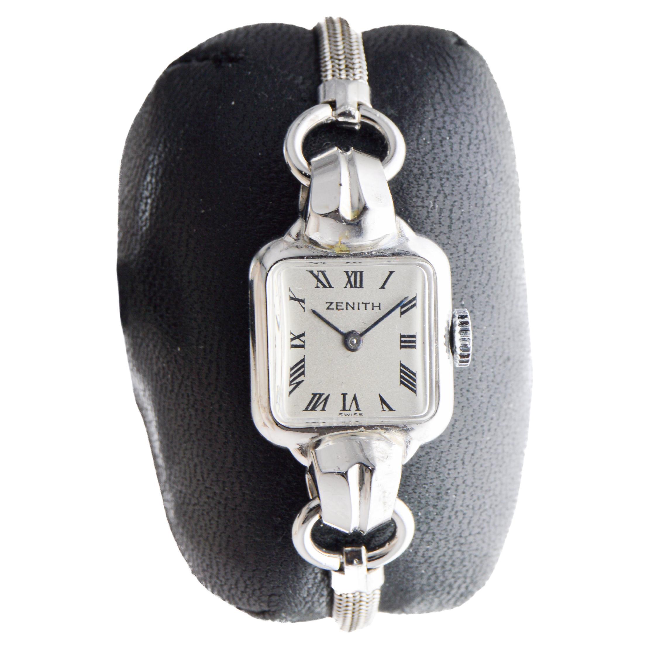 Zenith Stainless Steel Art Deco Ladies Watch circa 1940's