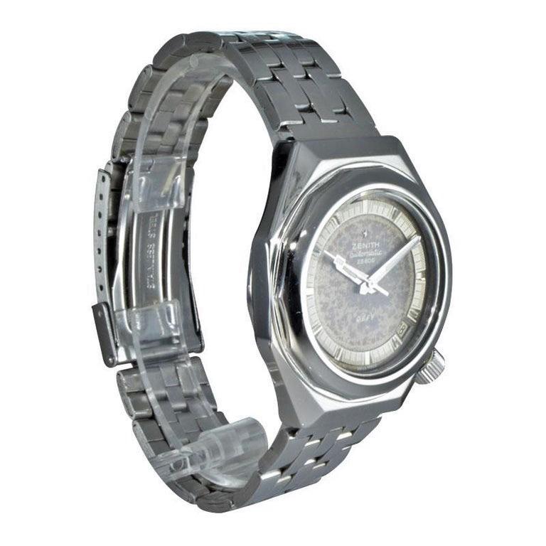 Edelstahl Moderne Sport Automatik-Armbanduhr von Zenith, ca. 1970er Jahre für Damen oder Herren im Angebot
