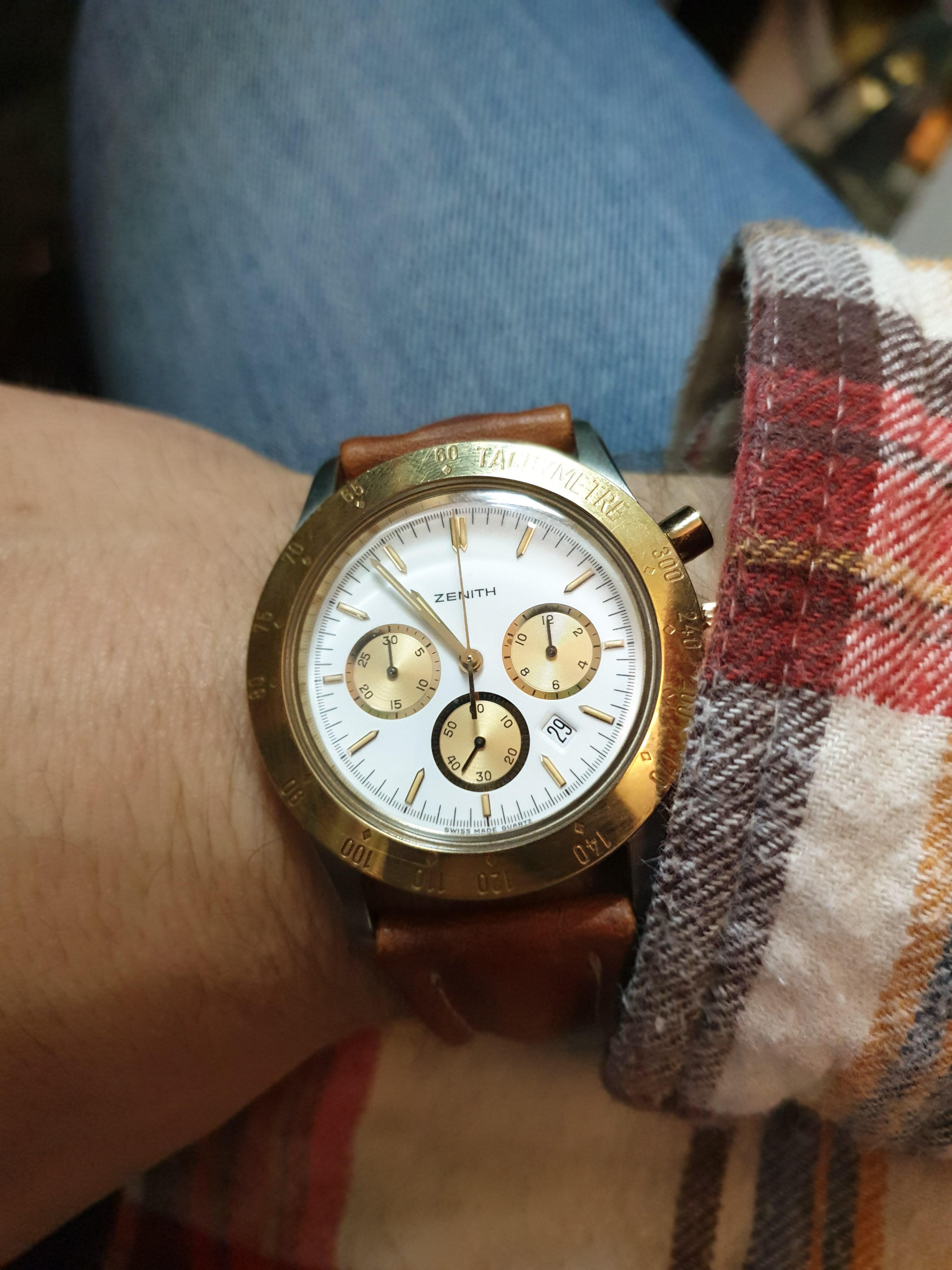 Zenith Steel and Gold Quartz Cronograph Wrist Watch Ref.38.0010.430, 1990s For Sale 2