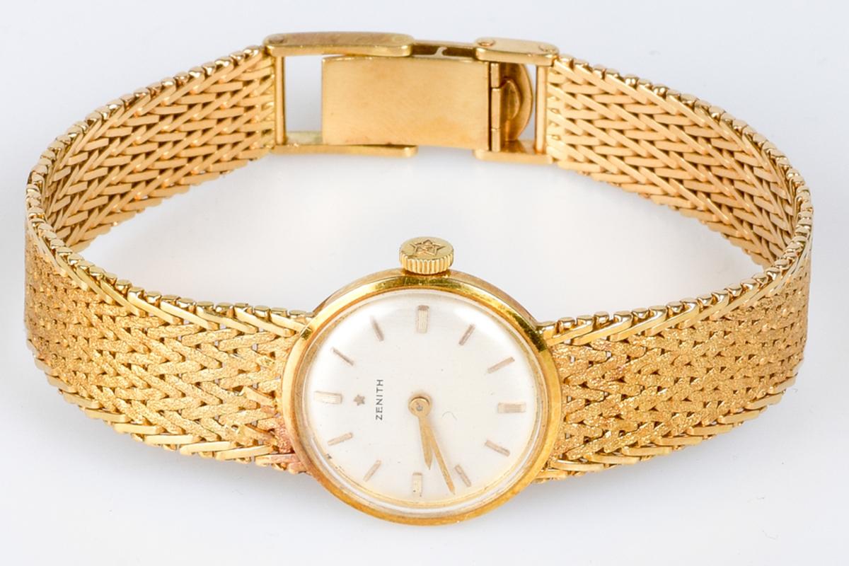 vintage zenith 18k gold watch