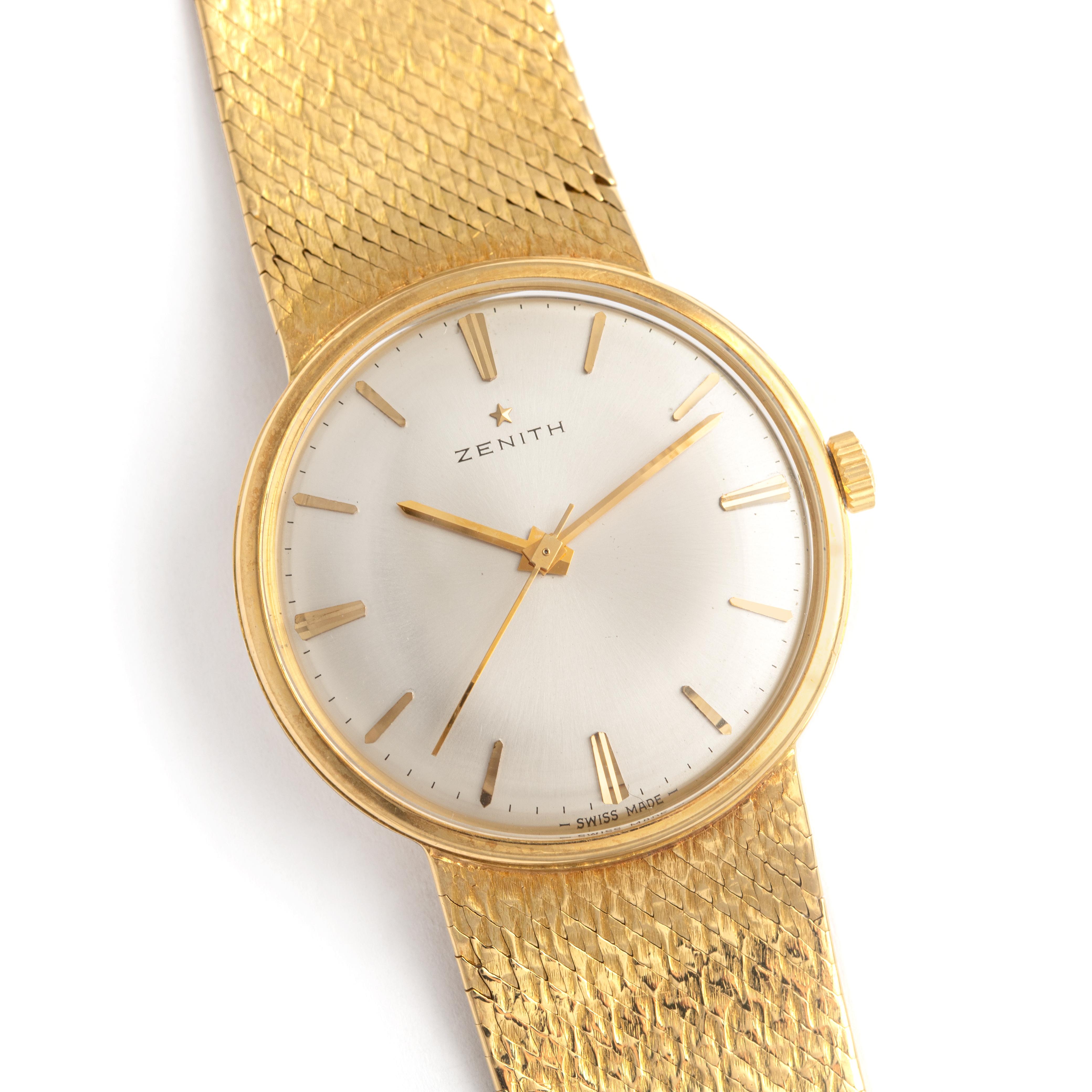 Zenith Yellow Gold 18K Wristwatch.
Swiss made. Signed Zenith, numbered.
Circa 1970.