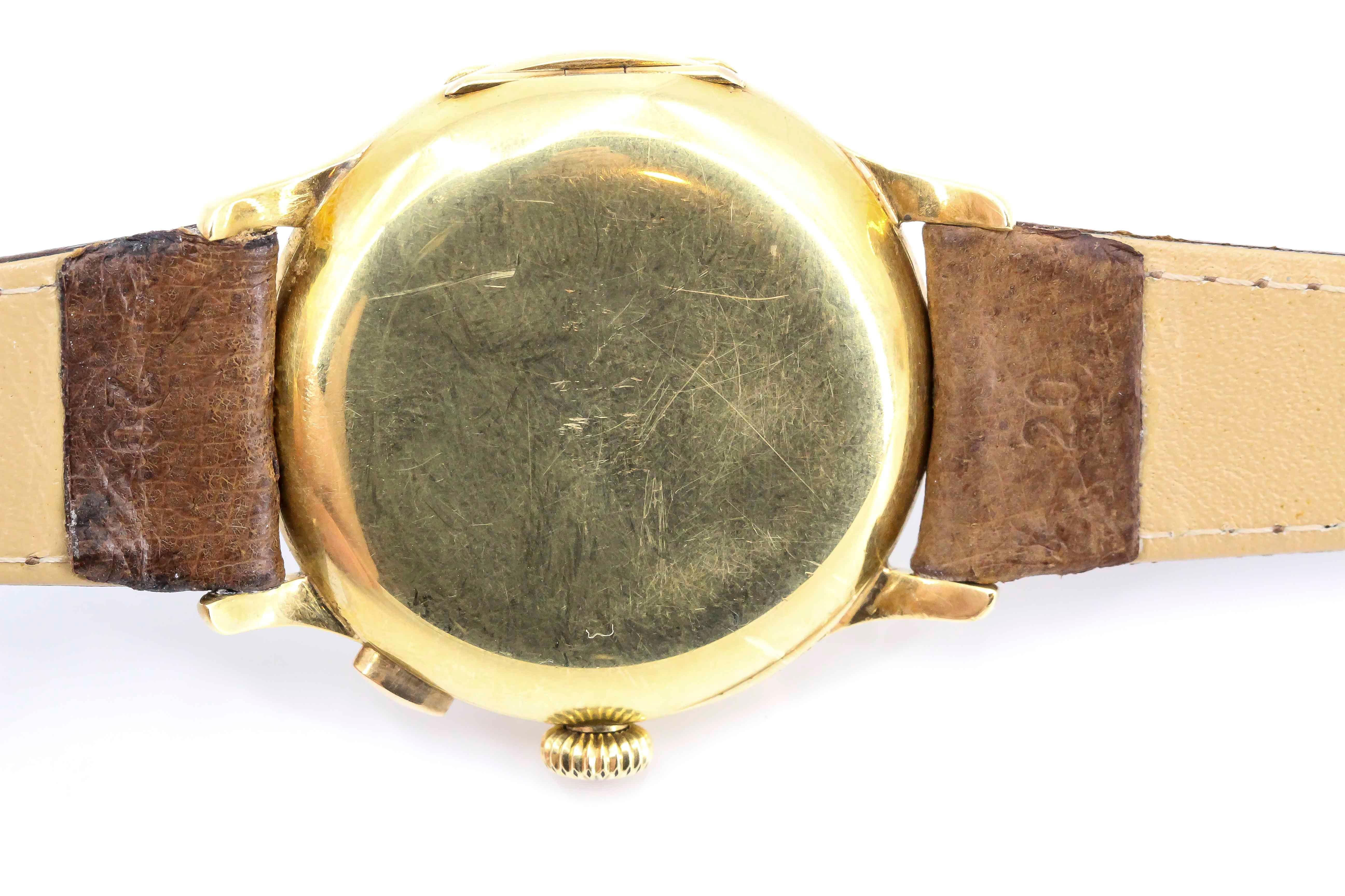 Zenith Yellow Gold Single Button Chronograph Manual wind Wristwatch 3