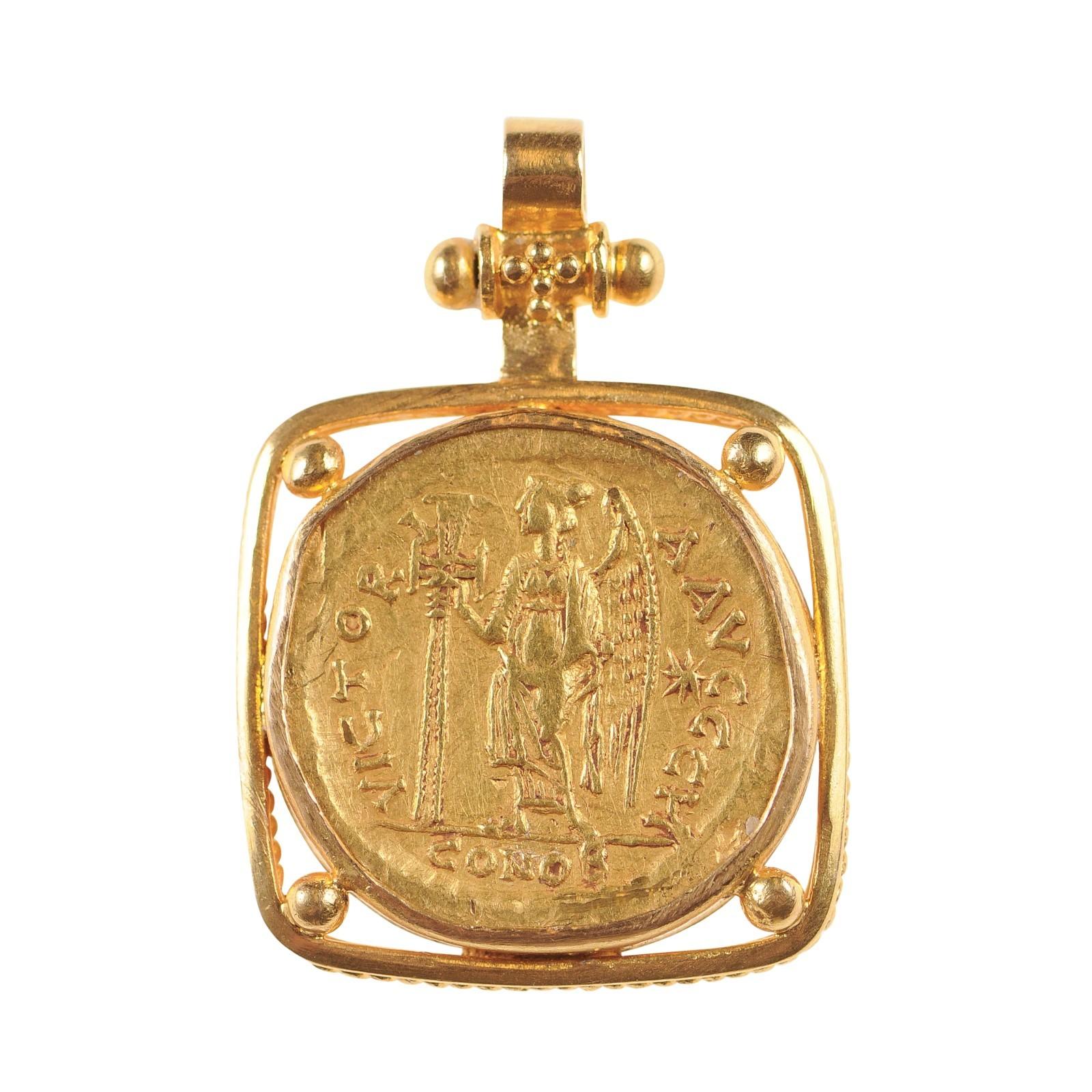 Zeno 2nd Reign AV Pendentif Solidus en or (pendentif uniquement) en vente 5