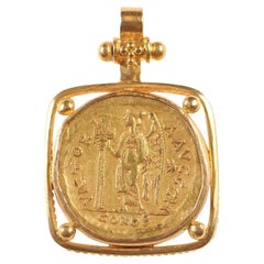 Antique Zeno 2nd Reign AV Gold Solidus Pendant (pendant only)