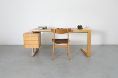"Zeno" Asymmetrical Beech and Ebony Desk by Massimo Scolari for Giorgetti, 1990s