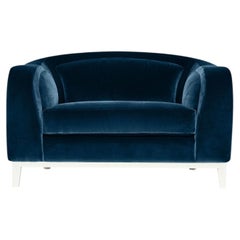 Zeno Eco Dark Blue Velvet Armchair by Brian Sironi