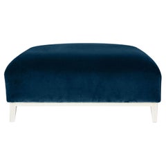 Zeno Eco Dark Blue Velvet Ottoman by Brian Sironi