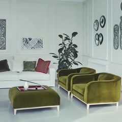 Zeno Eco Olive Green Velvet Armchair by Brian Sironi