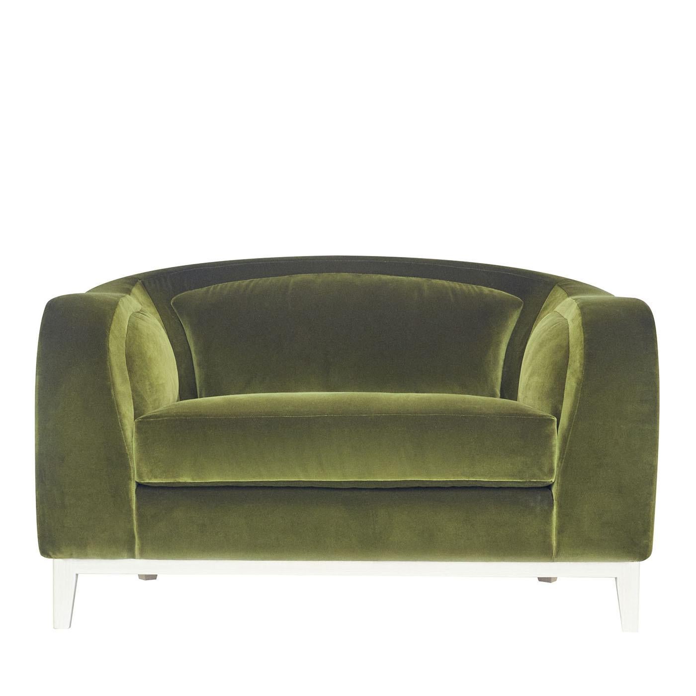 Zeno Eco Sessel aus olivgrünem Samt von Brian Sironi im Angebot 1