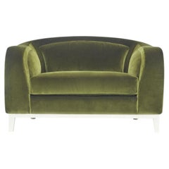 Zeno Eco Olive Green Velvet Armchair by Brian Sironi