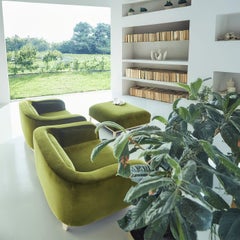 Zeno Eco Olive Green Velvet Ottoman by Brian Sironi