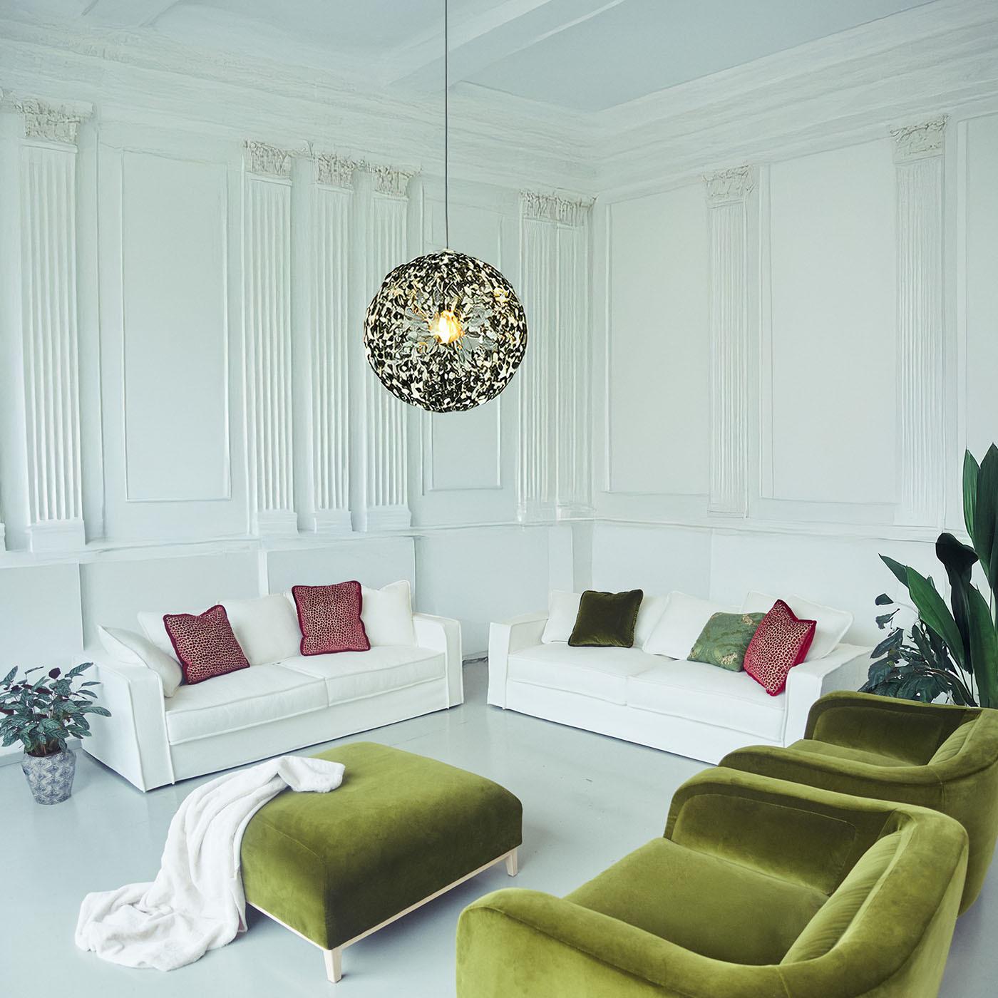italien Pouf Zeno Eco Olive Green Velvet de Brian Sironi en vente