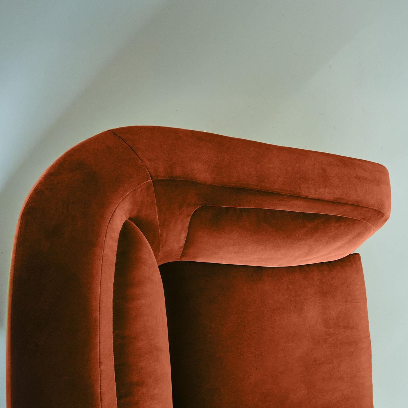 Sillón de terciopelo marrón naranja Zeno Eco de Brian Sironi Siglo XXI y contemporáneo en venta