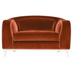 Zeno Eco Orange Brown Velvet Armchair by Brian Sironi