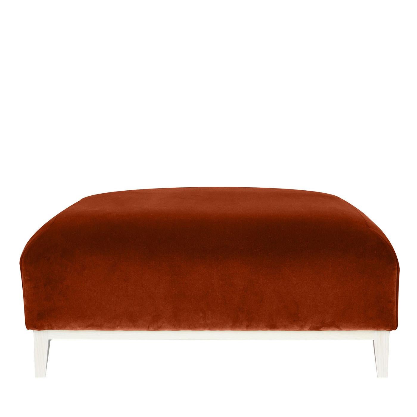 XXI secolo e contemporaneo Pouf in velluto Zeno Eco Orange Brown di Brian Sironi in vendita