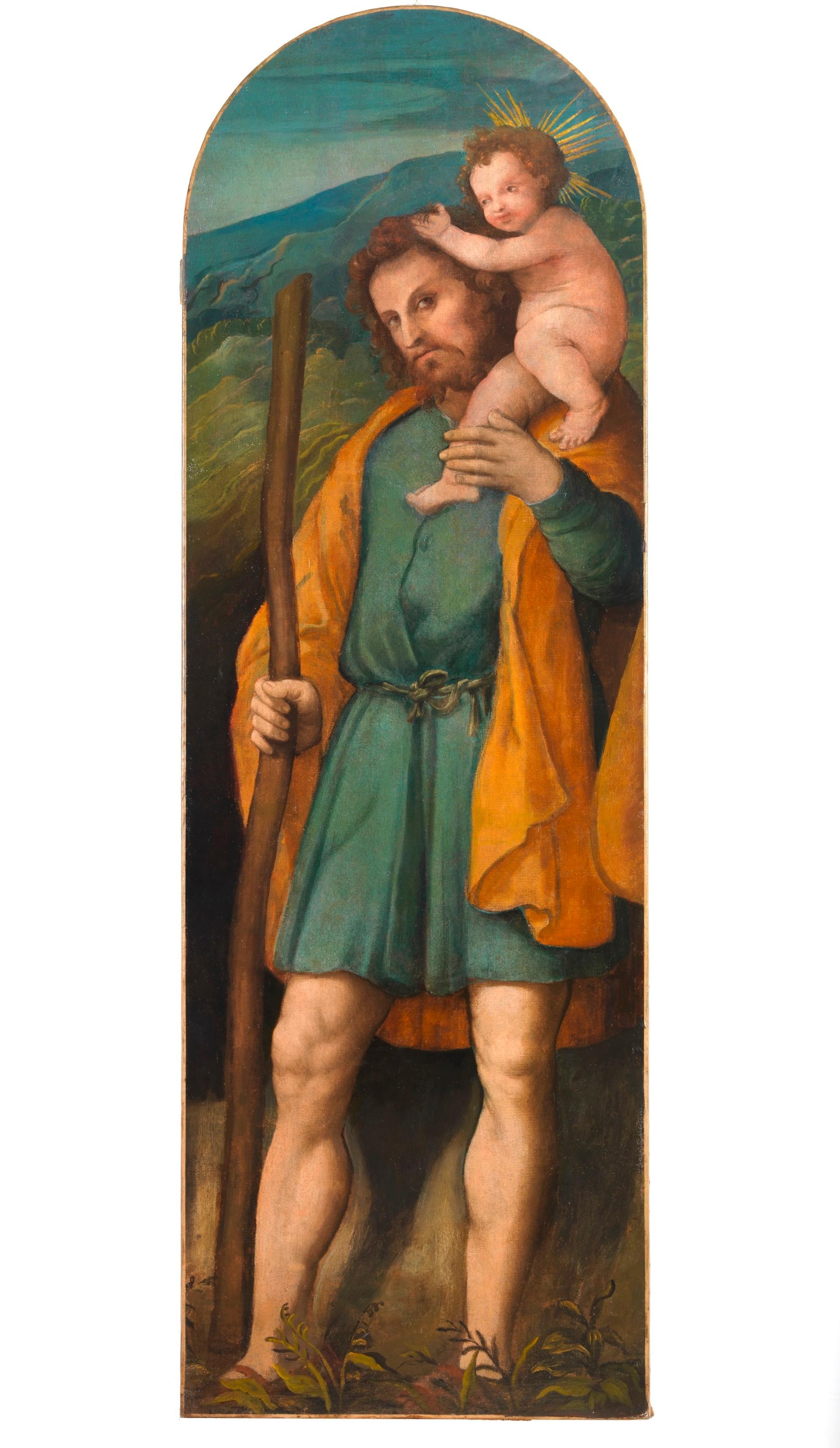 San Sebastiano San Cristoforo Zenone, Gemälde Öl auf Leinwand, 16. Jahrhundert – Painting von Zenone Veronese (1484 - circa 1542)