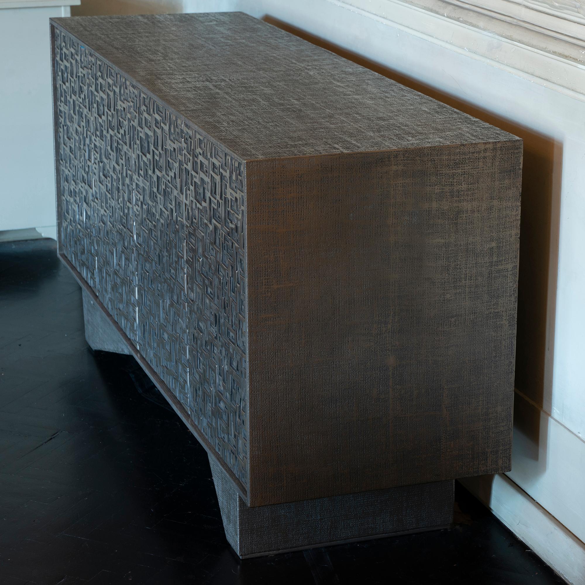 Contemporary Zenoni for Flair Bronze Resin and Jute Fusion Sideboard, Italy, 2019