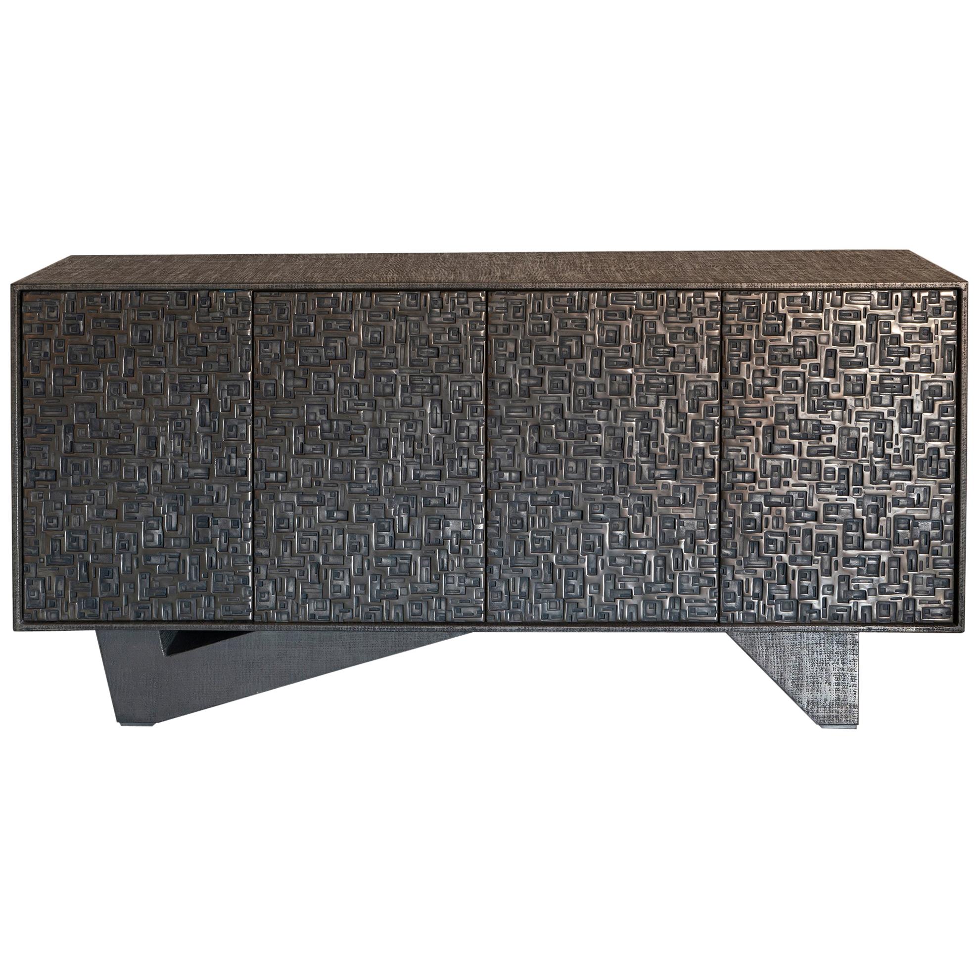 Zenoni for Flair Bronze Resin and Jute Fusion Sideboard, Italy, 2019