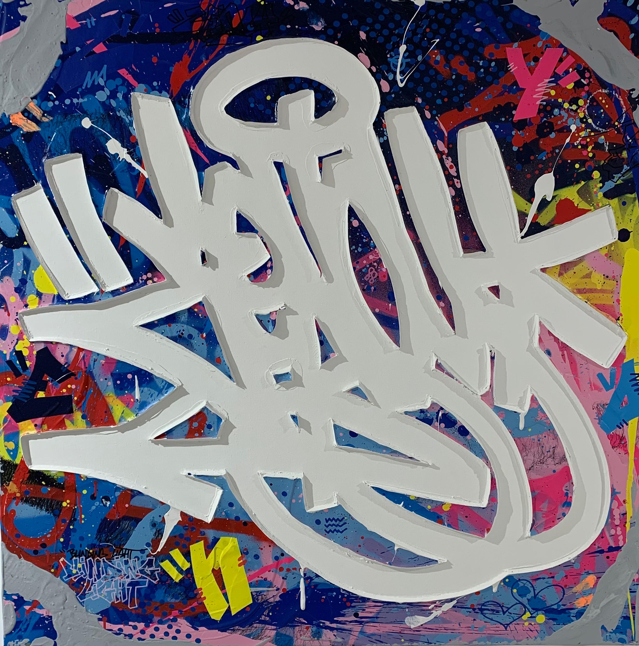 Untitled I is a mixed media artwork by French street artist Zenoy. 

The artist, graffiti specialist, is here declining his name, stylized. Once painted on walls, metros, or trains of the city of Paris, the street artist now produces a more museal