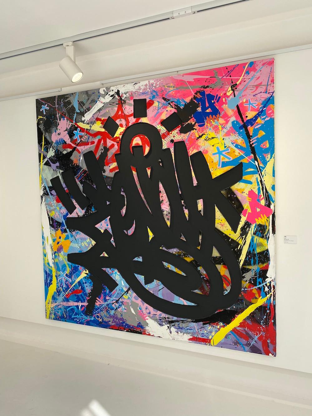 Untitled II is a mixed media artwork by French street artist Zenoy. 

The artist, graffiti specialist, is here declining his name, stylized. Once painted on walls, metros, or trains of the city of Paris, the street artist now produces a more museal