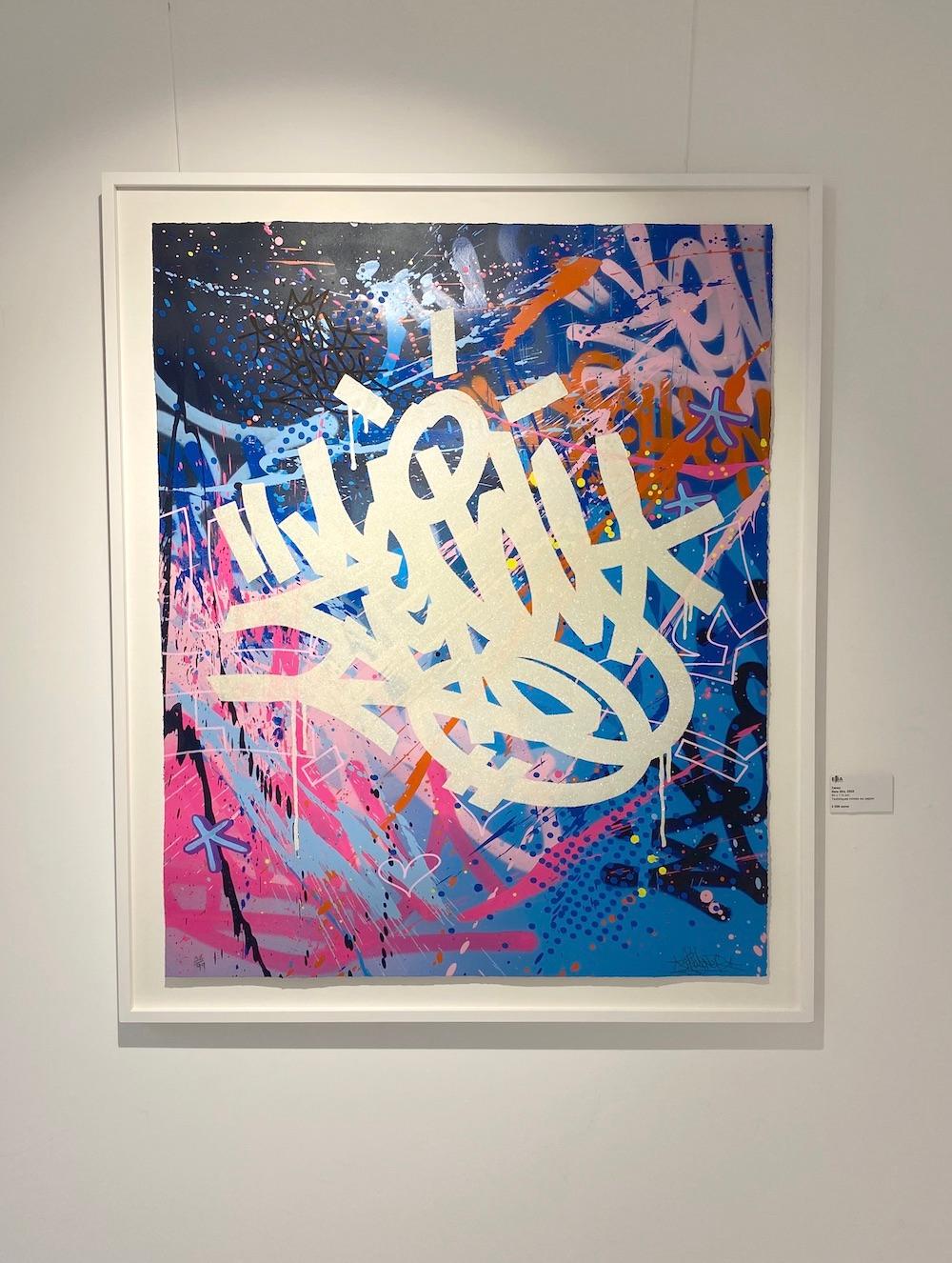 Untitled VI is a mixed media artwork by French street artist Zenoy. 

The artist, graffiti specialist, is here declining his name, stylized. Once painted on walls, metros, or trains of the city of Paris, the street artist now produces a more museal