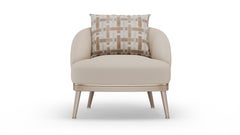 Zephyr Armchair by Elbra Home: Beige Fabric & Wood, Mid-Century Modern